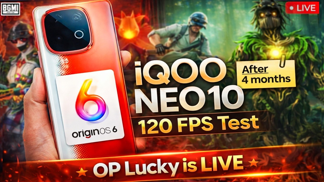 iQOO NEO 10 4.2 UPDATE 😳 120FPS TEST AFTER ORIGINOS 6 🔥 #bgmilive #iqooneo10 #120fps #pubglive