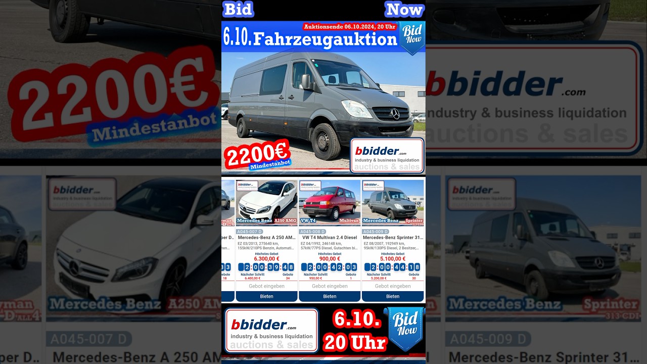 Mercedes Benz Sprinter 313 CDI L4H2 6 Sitzer - Versteigerung- for all auction hunters