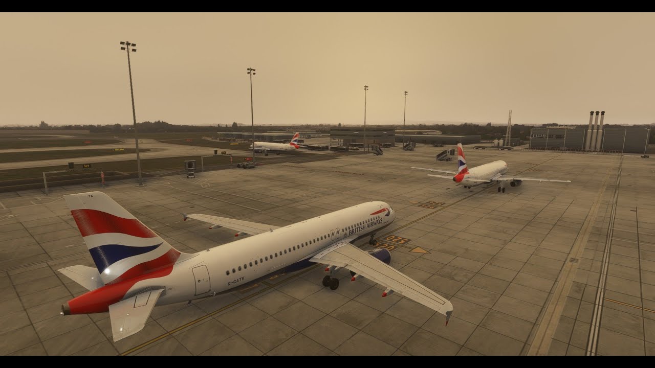 Полное снижение в очень загруженном аэропорту Хитроу на VATSIM.