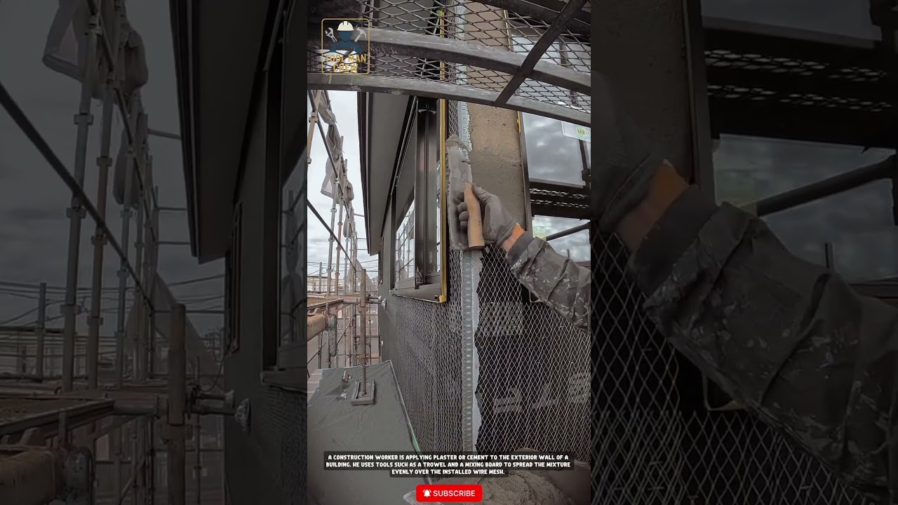 Fast Process of Installing Cement on Exterior Walls (LIXIL) #workers #diy #interiordesign#tools