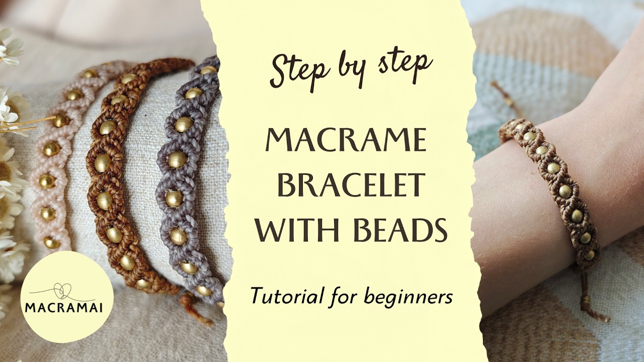 Easy macrame bracelet with beads / tutorial / 1mm thread / for beginners / step by step / DIY