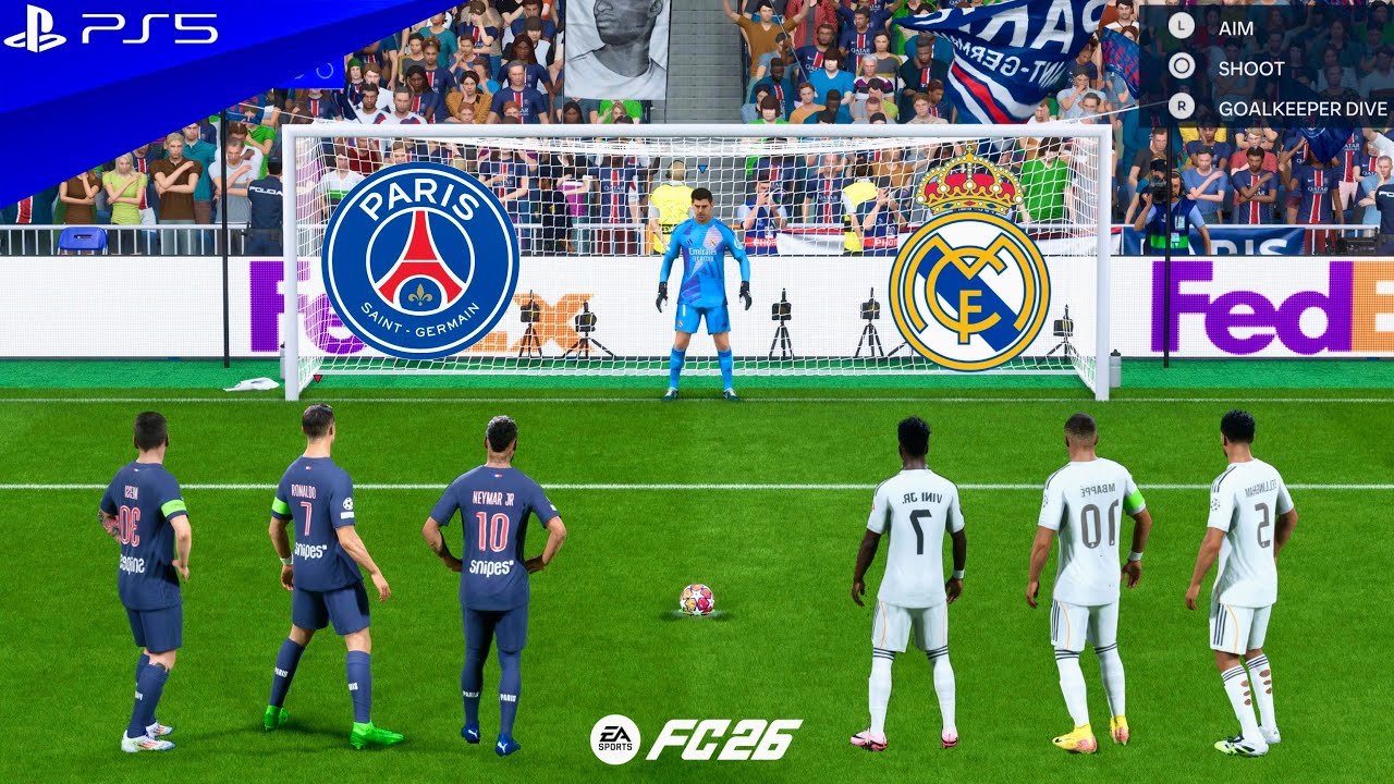 FC 26 | RONALDO MESSI NEYMAR VS MBAPPE VINICIUS BEELINGHAM | PSG VS REAL MADRID - PENALTY SHOOTOUT