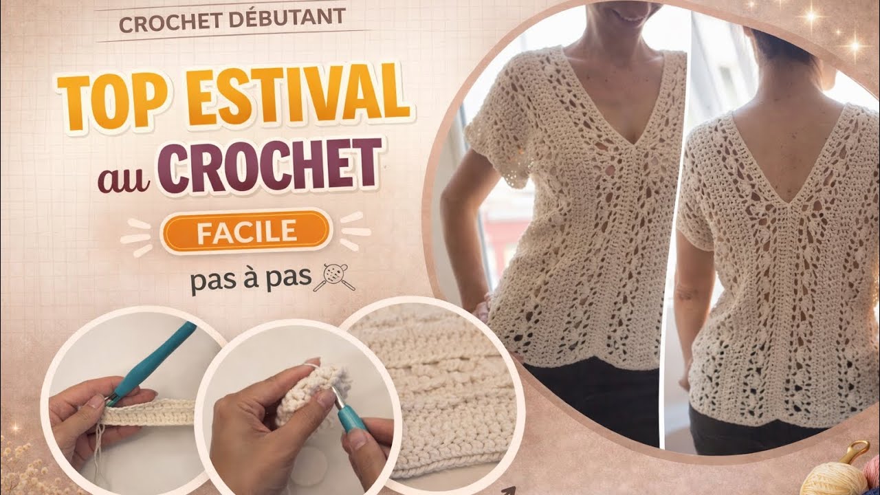 Top d’été au crochet: facile et rapide, tuto en pas à pas
