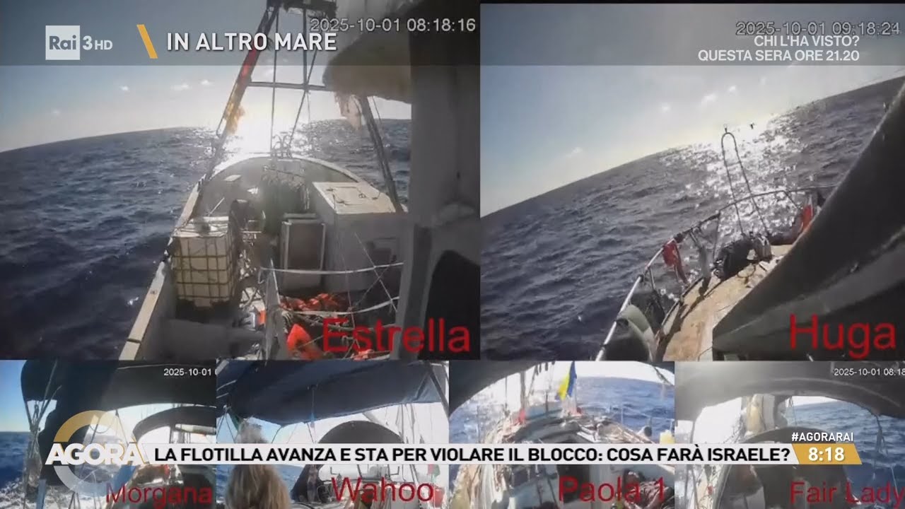 La Global Sumud Flotilla a meno di 145 miglia da Gaza - Agorà 01/10/2025