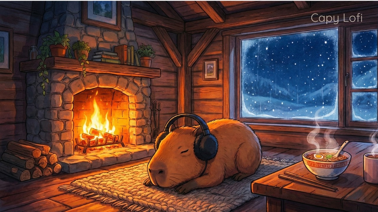 Snowstorm & Fireplace ~ Lofi Beats to Sleep/Relax [Anxiety Relief] ❄️🔥