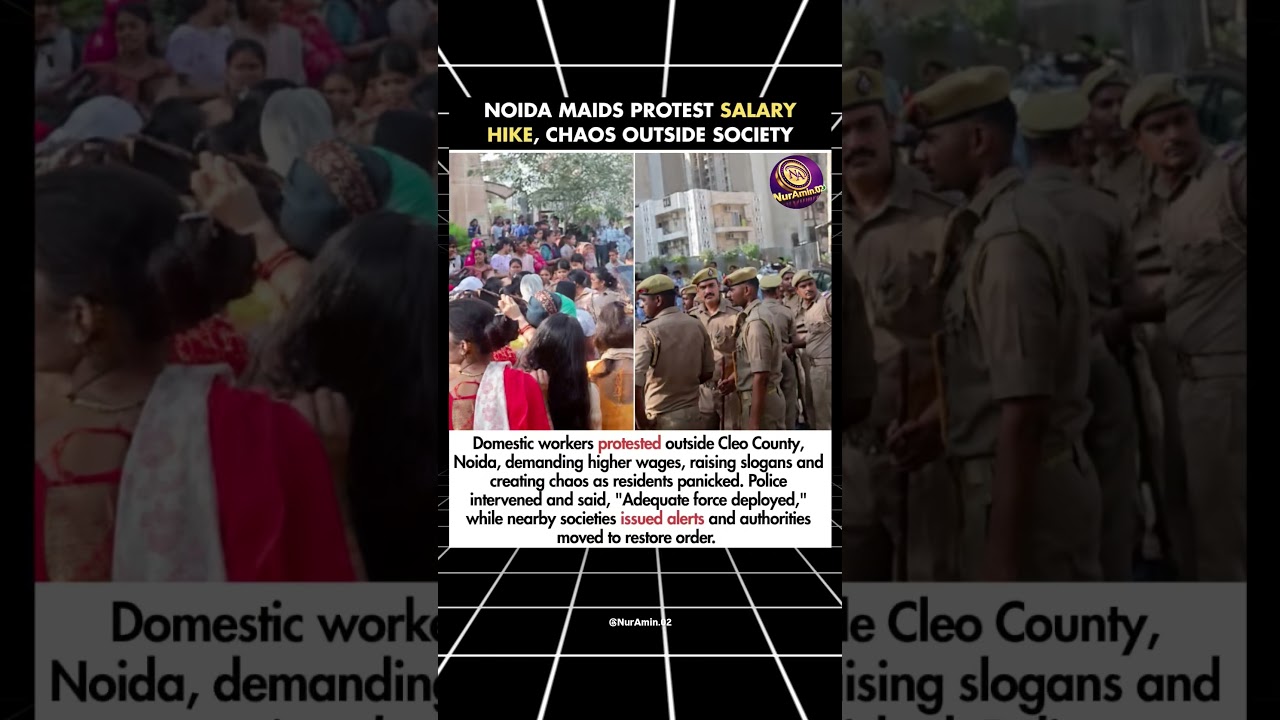 Noida Society Protest: Maids Demand Huge Salary Hike! 😱🛑 #NoidaNews #shorts