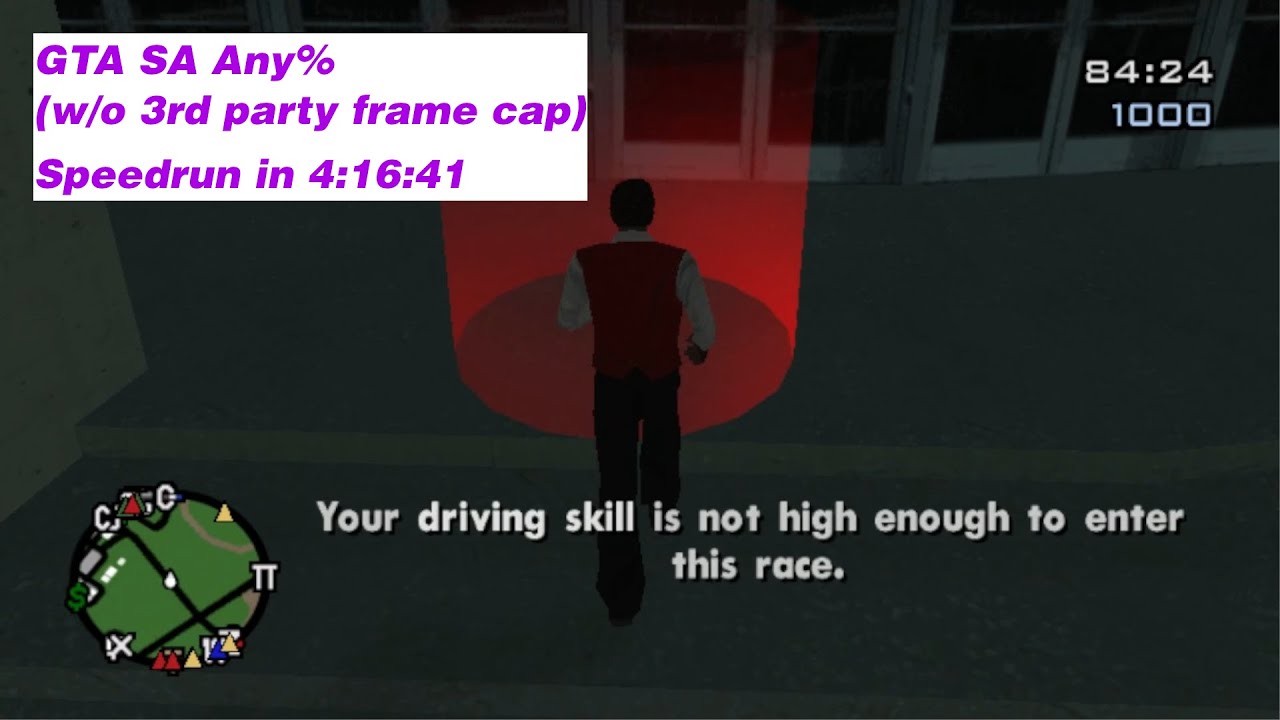 GTA SA Any% (w/o 3rd party frame cap) Speedrun in 4:16:41