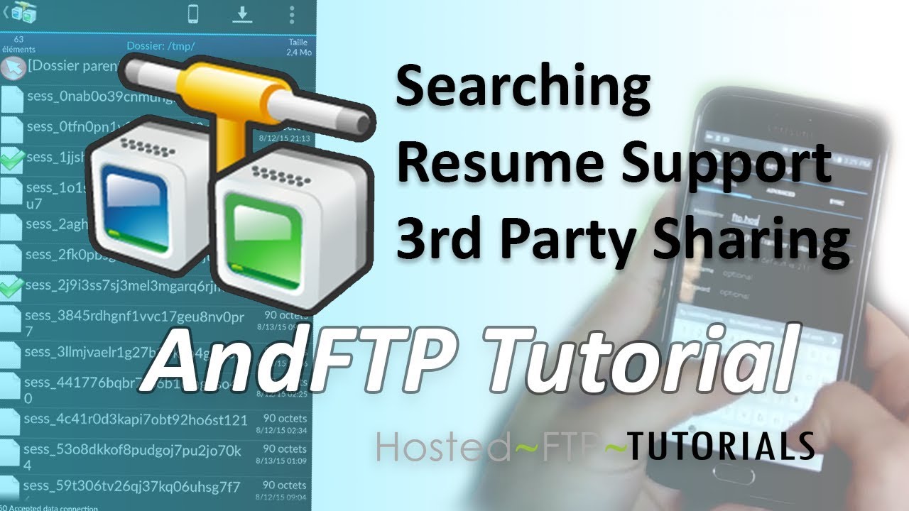 Учебное пособие AndFTP &mdash; поиск, поддержка резюме и сторонний обмен данными