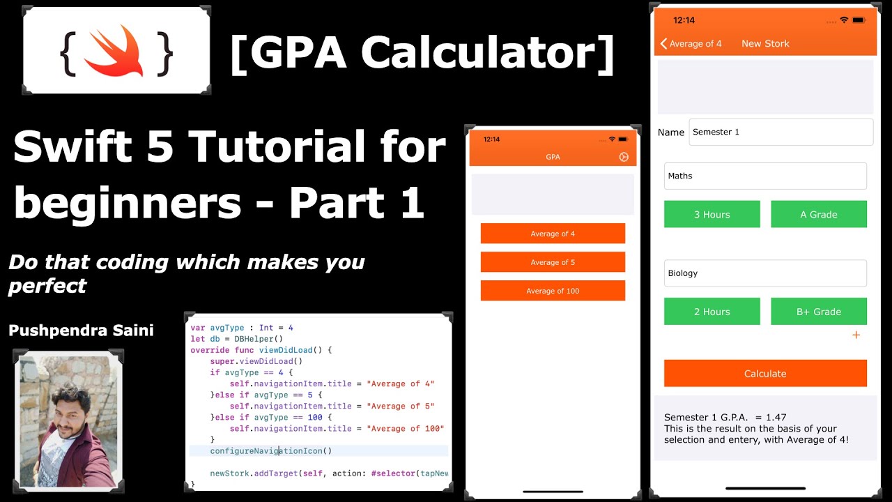 Swift 5 Tutorial for beginners Part 1 - [GPA Calculator]