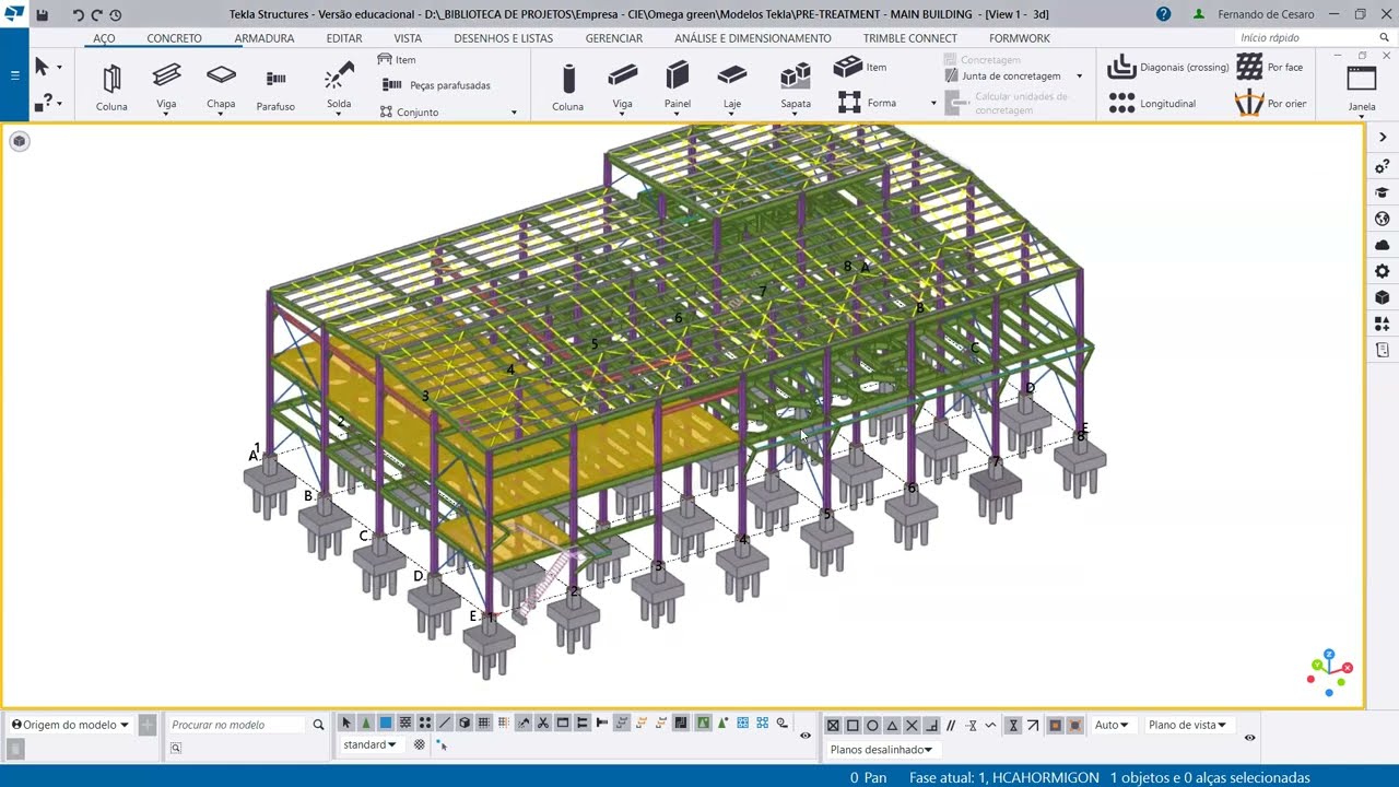 Copiando malha de eixos entre modelos Tekla Structures