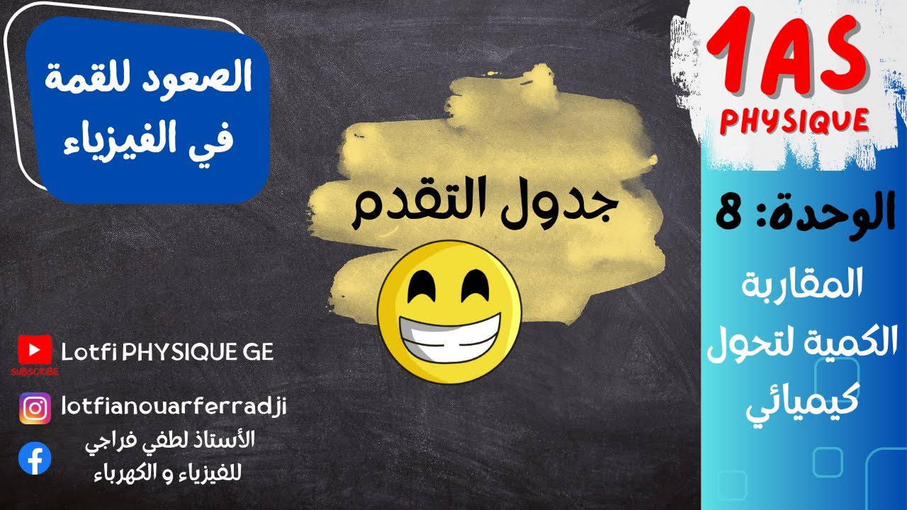 المقاربة الكمية لتحول كيميائي : تفهم جدول التقدم من أول مرة! 🧪 للسنة الأولى ثانوي