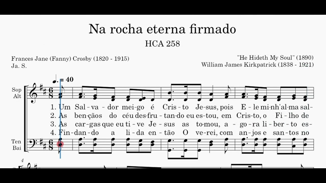 Harpa Cristã nº 258 - Na rocha eterna firmado - baixo