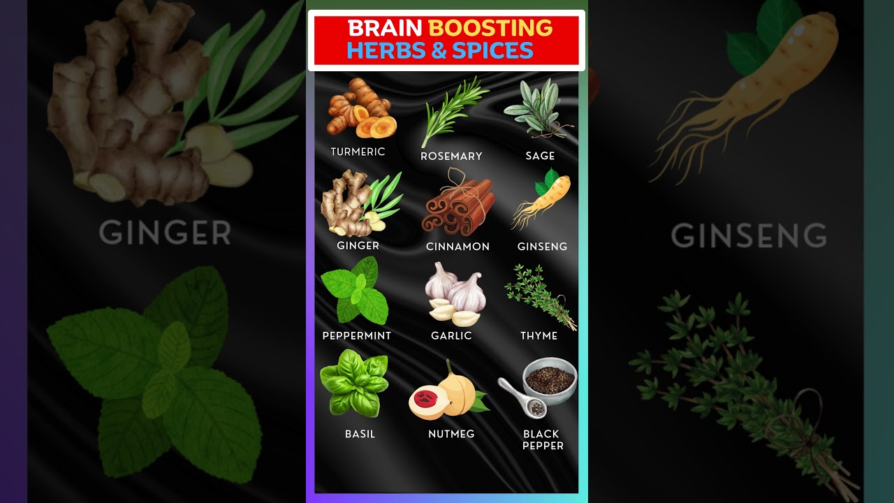 Top 12 Brain-Boosting Herbs & Spices for Mental Sharpness 🌿🧠 #foods #herbs #vitamin #shorts
