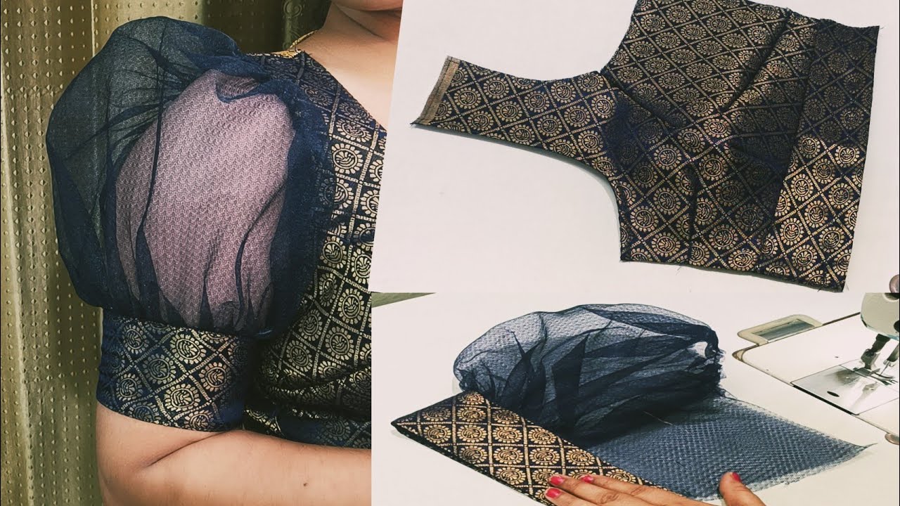 Designer Puff Sleeves Blouse Design Cutting and Stitching | 4 Tucks Blouse Cutting and Stitching|