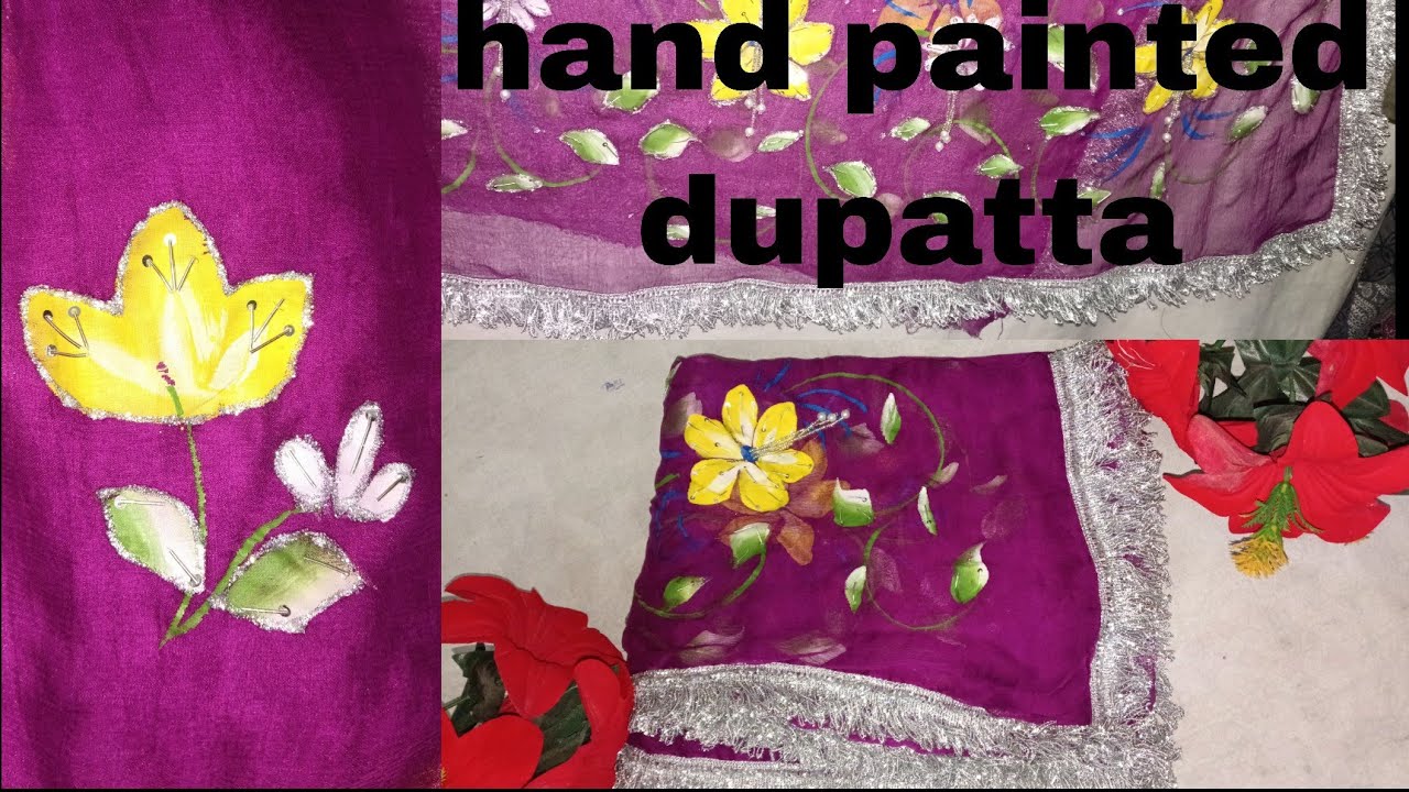 Wedding special/😍Hand painted dupatta ✨/Hand embellished duppata with sequins work 🌷
