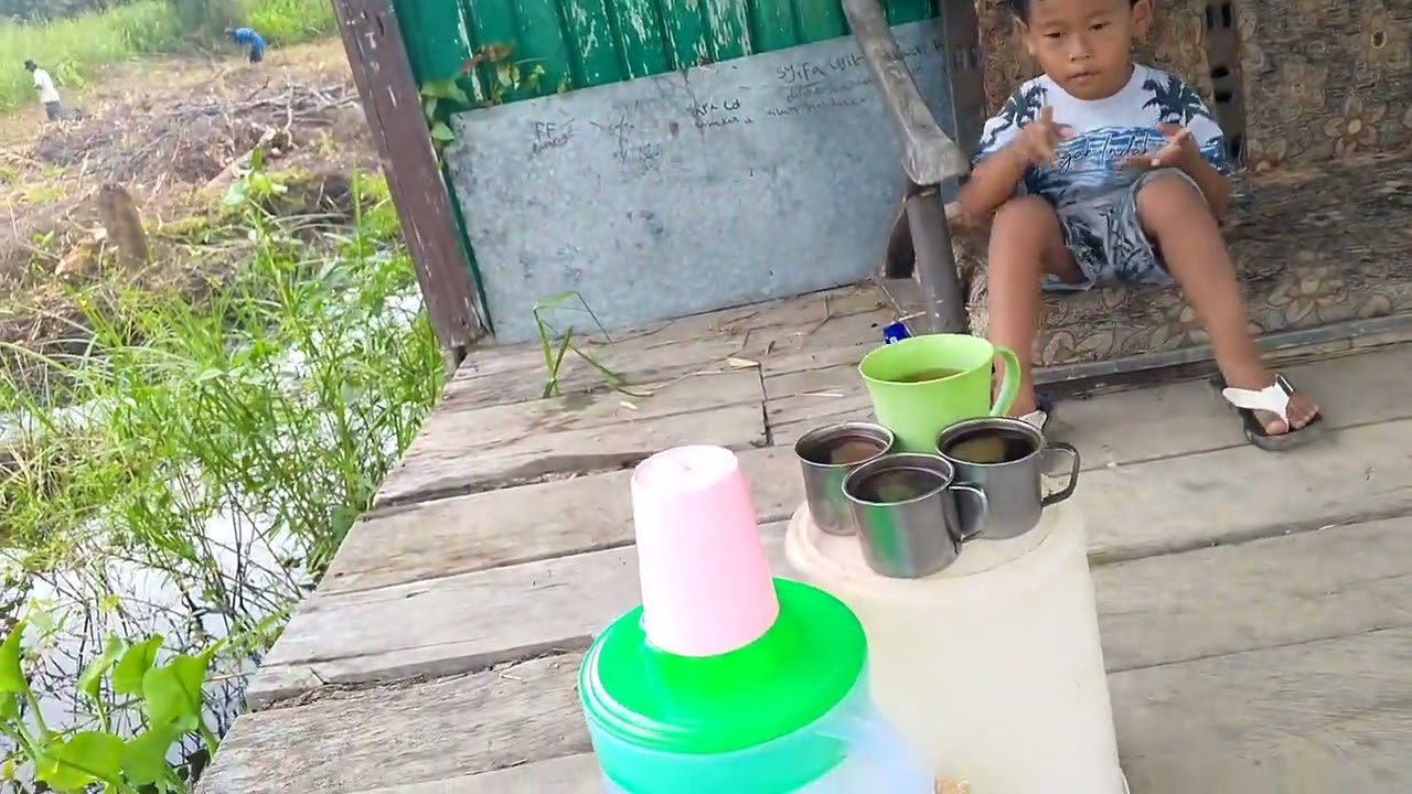 LANJUT MENGUMPULKAN RUMPUT YG SUDAH DI POTONG BERSAMA ADIK DAN BAPAK DILAHAN BARU