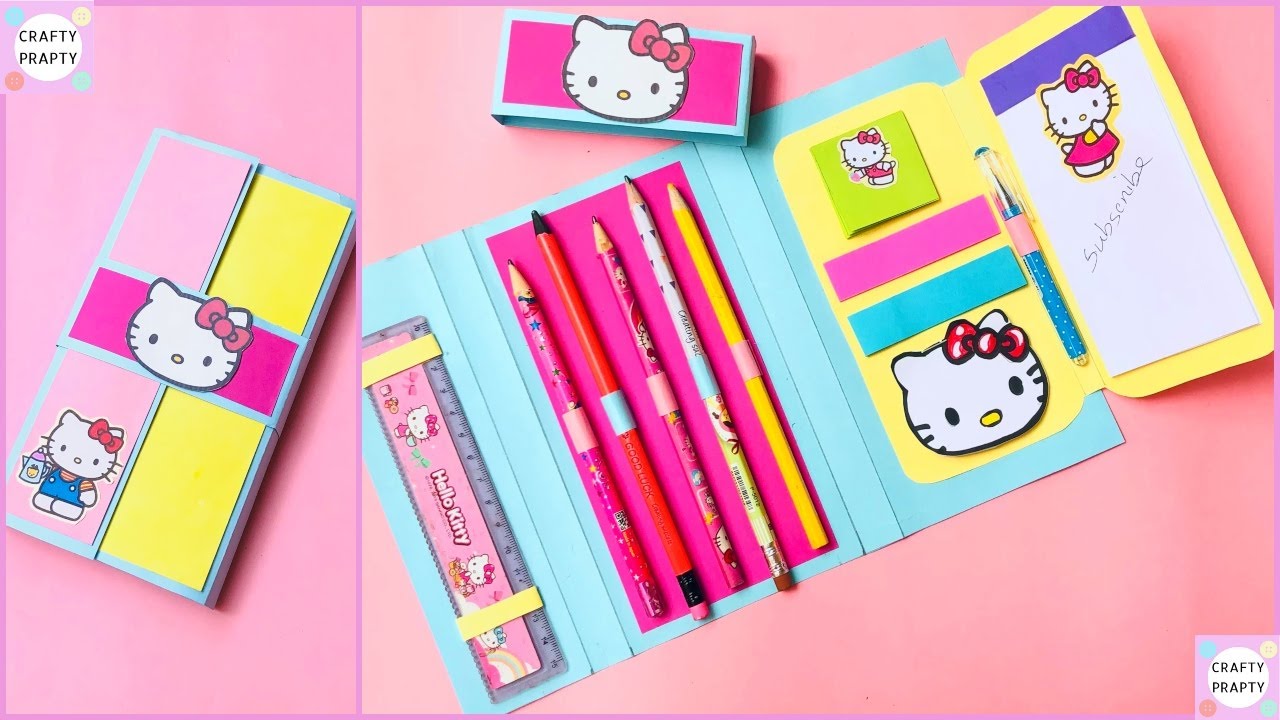 How 2 make HelloKitty FOLDER Organizer/Easy DIY School Supplies! Cheap DIY Crafts for Back to School