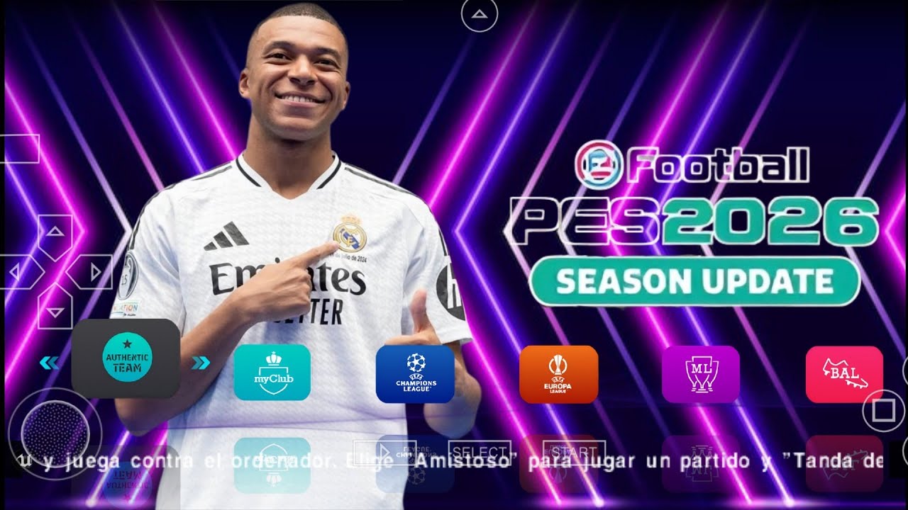 EFOOTBALL PES 2026 PPSSPP ISO NO TEXTURE É NO SAVE DATA NEW KITS 2025 26 FULL TRANSFERS GRAPHICS HD