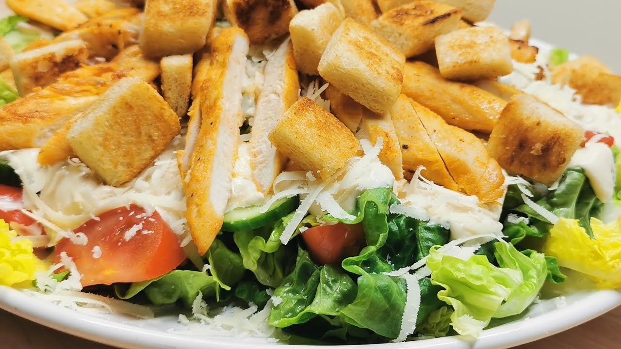 Cäsar Salat mit Hähnchen und Croutons 😋😋 chicken caesar salad, lecker und einfach