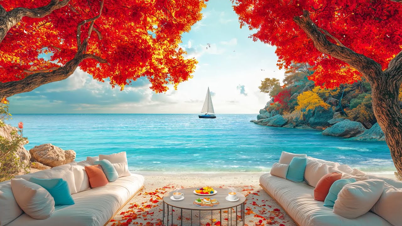 Autumn Serenity: Bossa Nova Vibes with Ocean Waves 🌊🍂 | Relaxing Seaside Ambiance