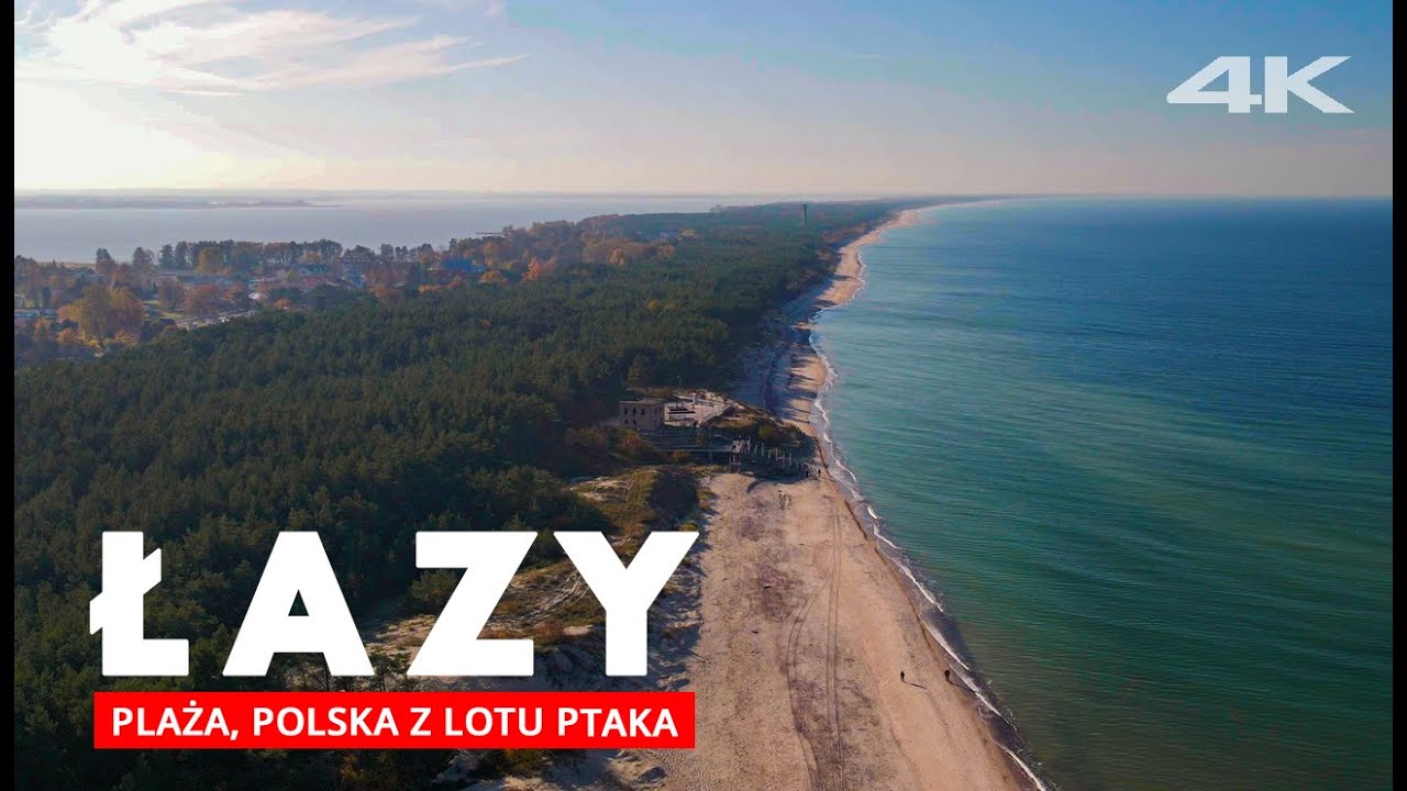 ŁAZY nad morzem, plaża, polska z lotu ptaka | 4K drone footage