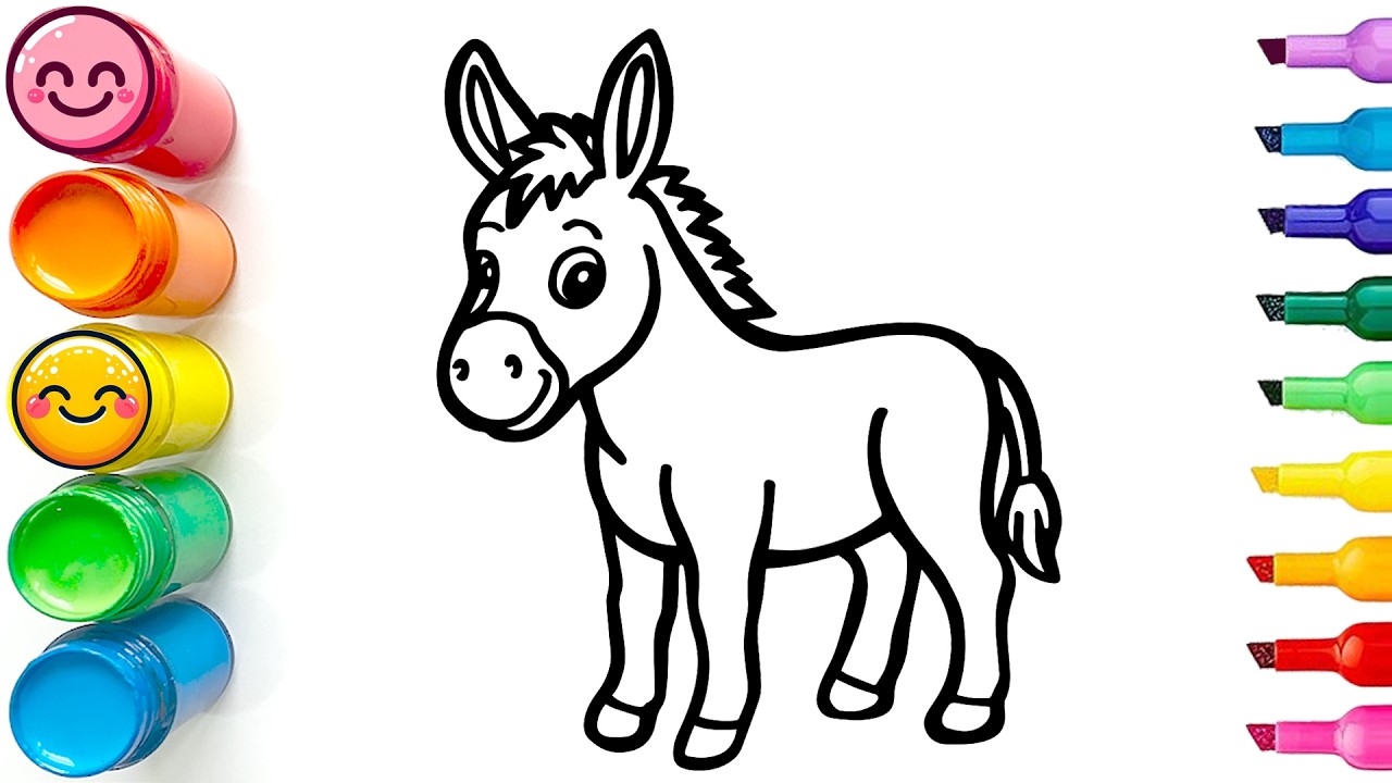 Drawing and Coloring an Adorable Donkey | Easy Step by Step Drawing Tutorial