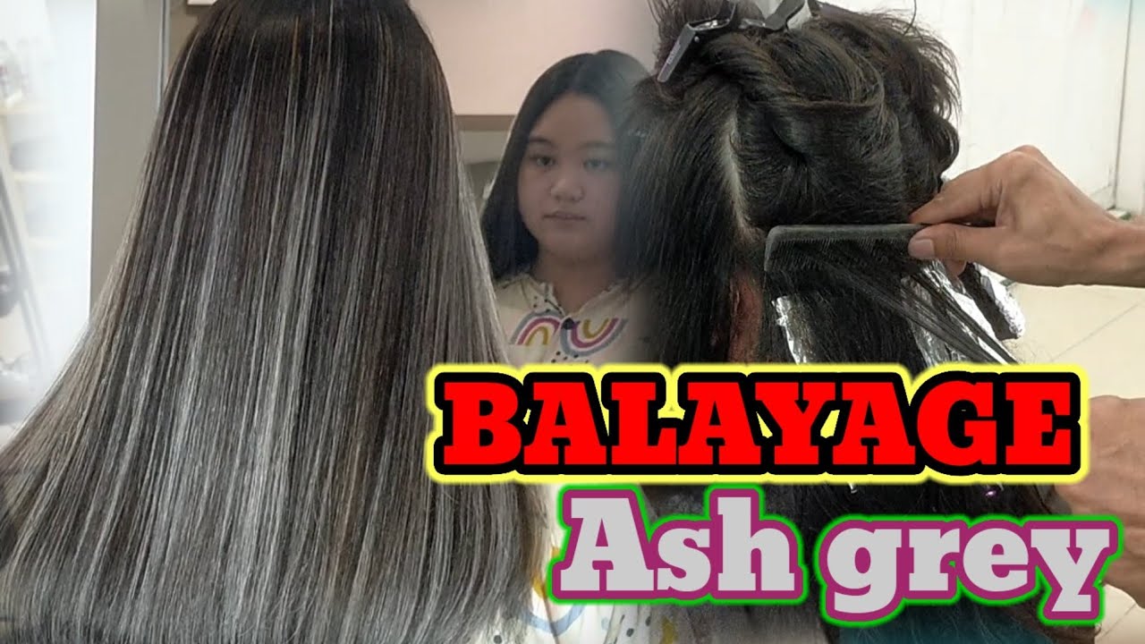 Mewarnai rambut ash grey dengan teknik balayage