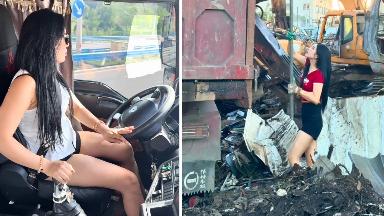 Female Truck Driver Taotao: Scrap Yard Delivery, Manual Offload Prep & Heavy Trailer Tipping
