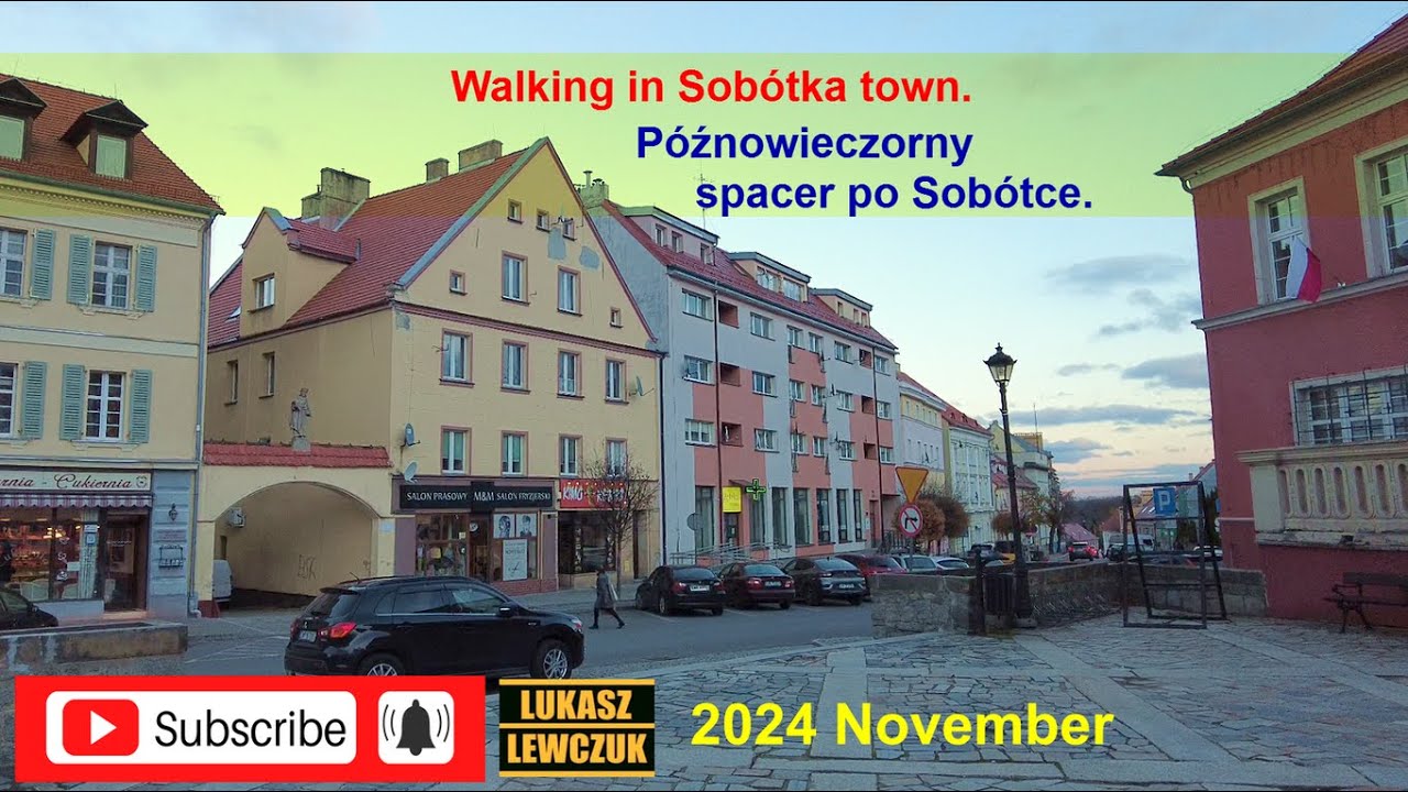 Walking in old centre of tiny Sobotka town. Spacer w centrum Sobótki.[2024 Nov.]