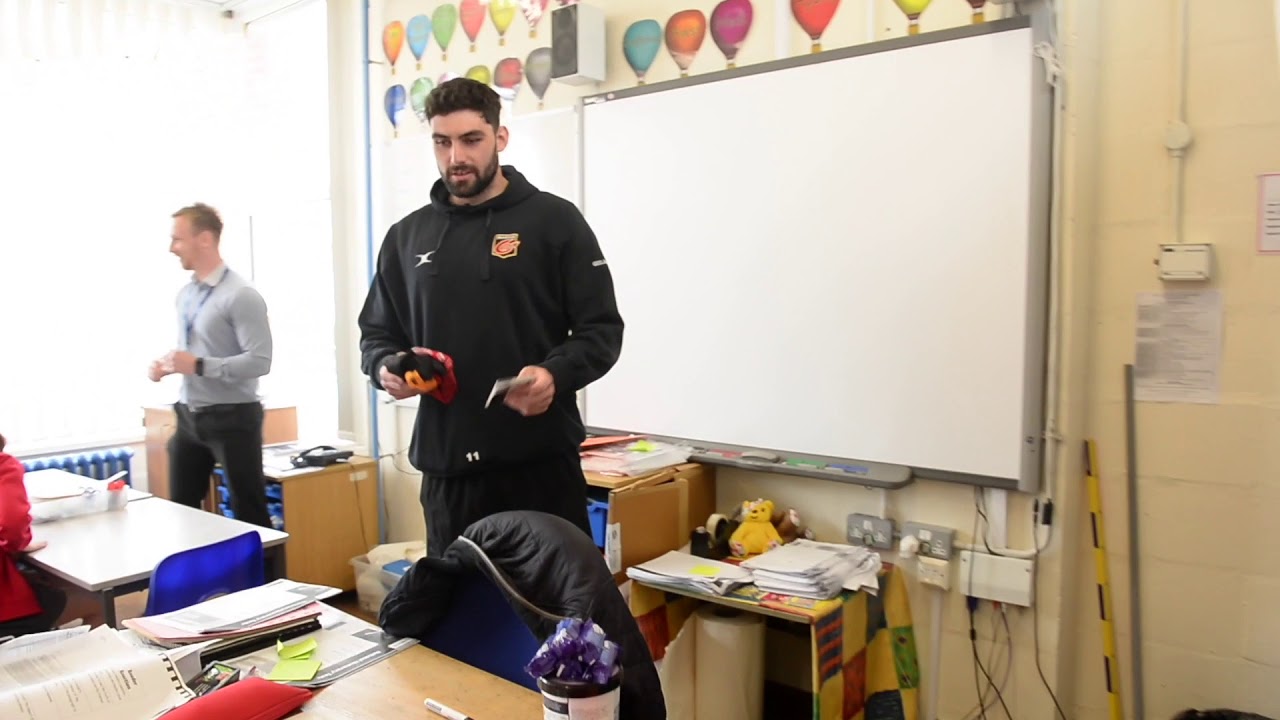 Cory Hill makes surprise visit to New Inn Primary