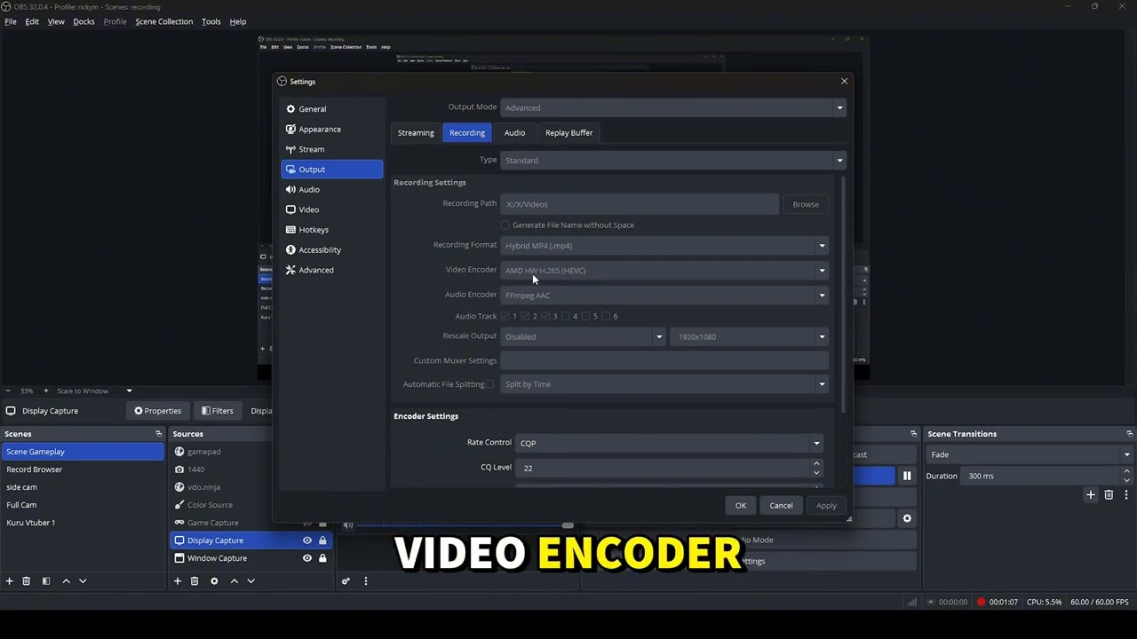OBS STUDIO fix FPS drop bitrate