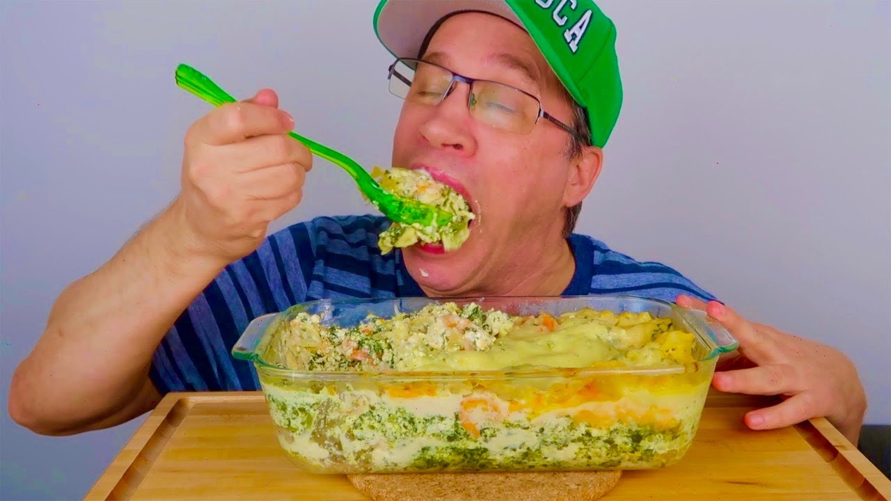 ASMR • Cook and Eat Alfredo Shrimp Lasagna •  Mukbang  |  Seanusca Food !