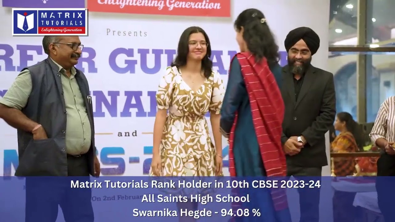 Matrix Tutorials Rank Holder in 10th  CBSE 2023-24