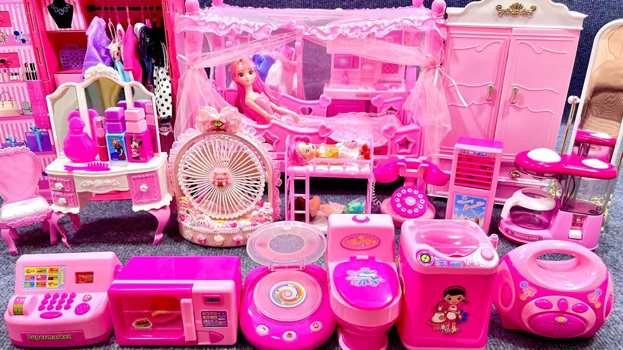 12 Minutes Satisfying with Unboxing Barbie Fancy Bedroom & Wardrobe Toys Set Review｜ASMR