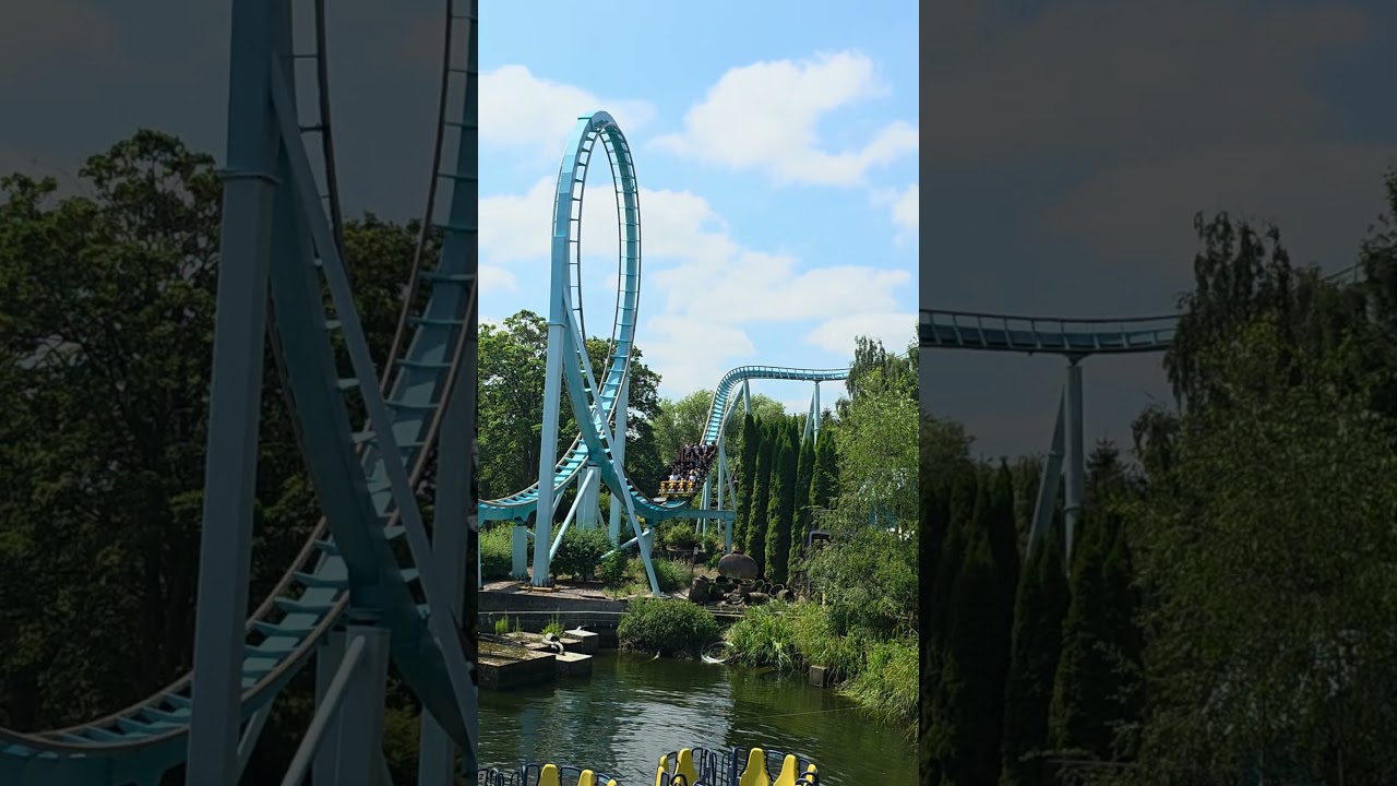 The Wave Sit Down Rollercoaster First Drop & Loop #themepark #rollercoaster #firstdrop