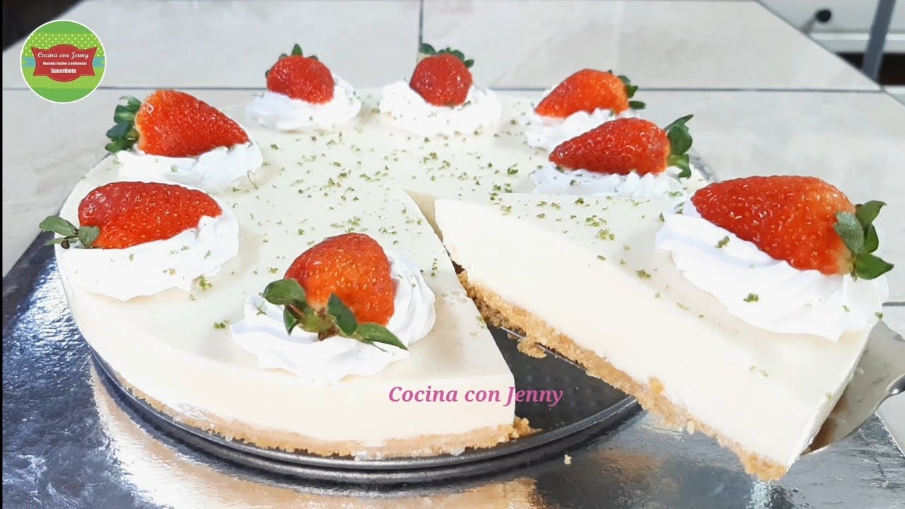 Pay de limon con 4 ingredientes sin HORNO - cheesecake de limon /Cocina con Jenny