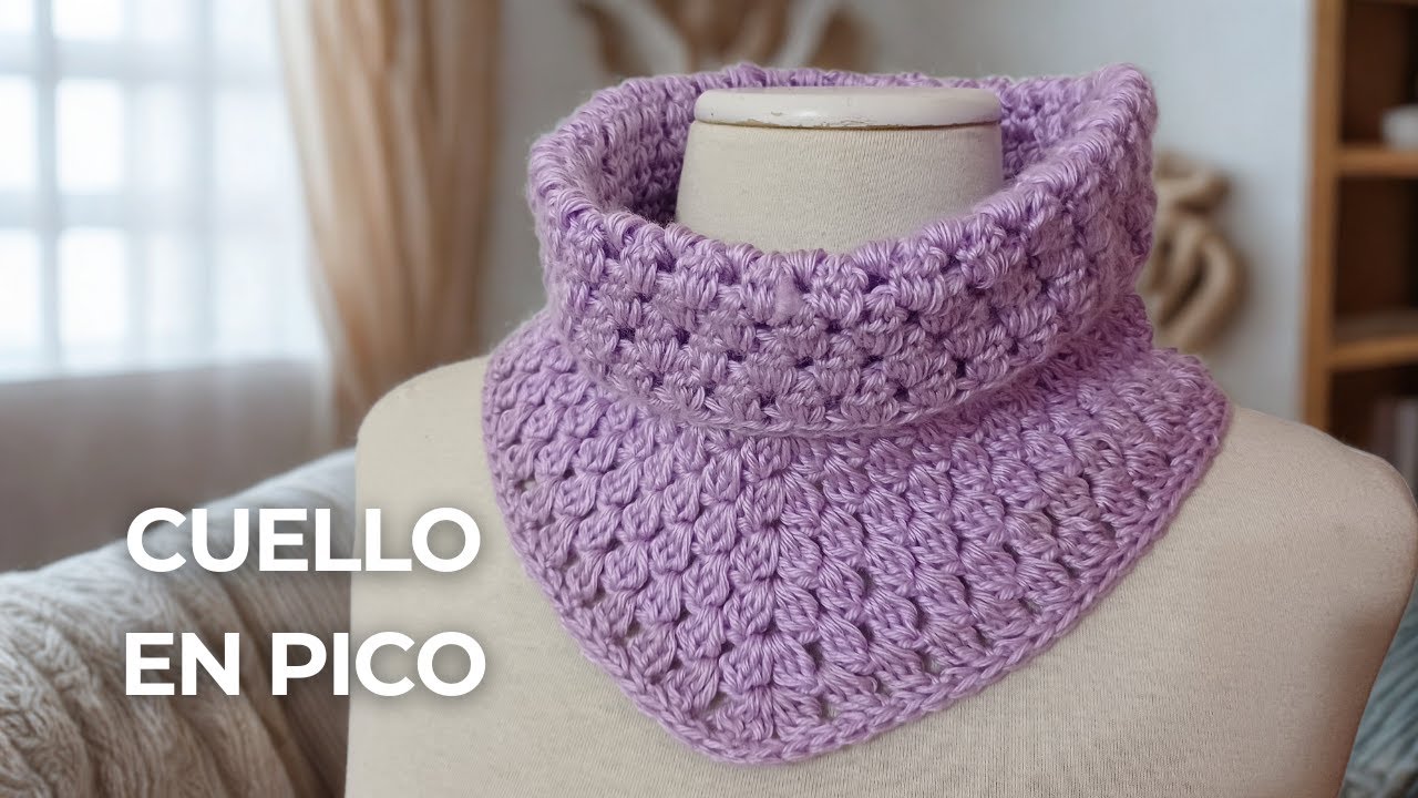 Cómo tejer un cuello en pico fácil a crochet – Ideal para el invierno