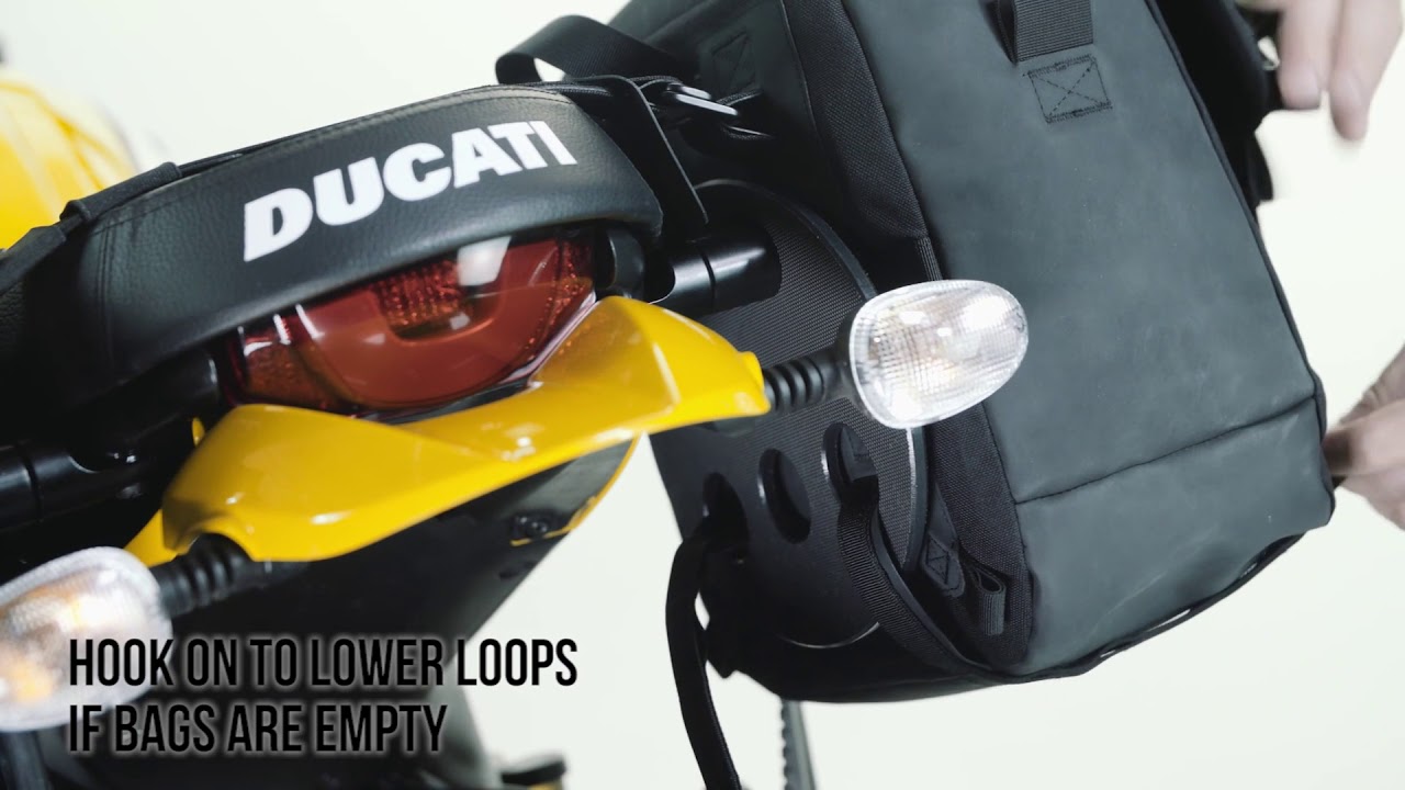 Alforjas de moto Kriega Saddlebags Ducati Scrambler platform guia de instalación