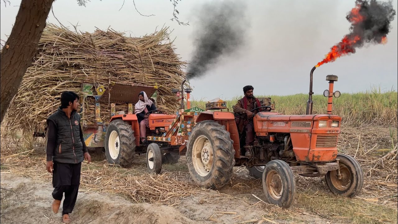1995 model tractor pulling sugarcane trolley | old alghazi tractor power fails | @PramodsLife