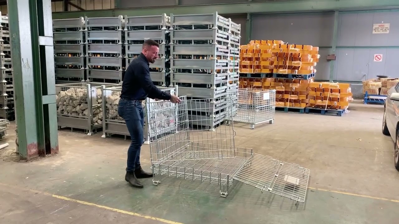 Assembly of Stackable Pallet Cage, Collapsible Wire Mesh, 800KG Capacity