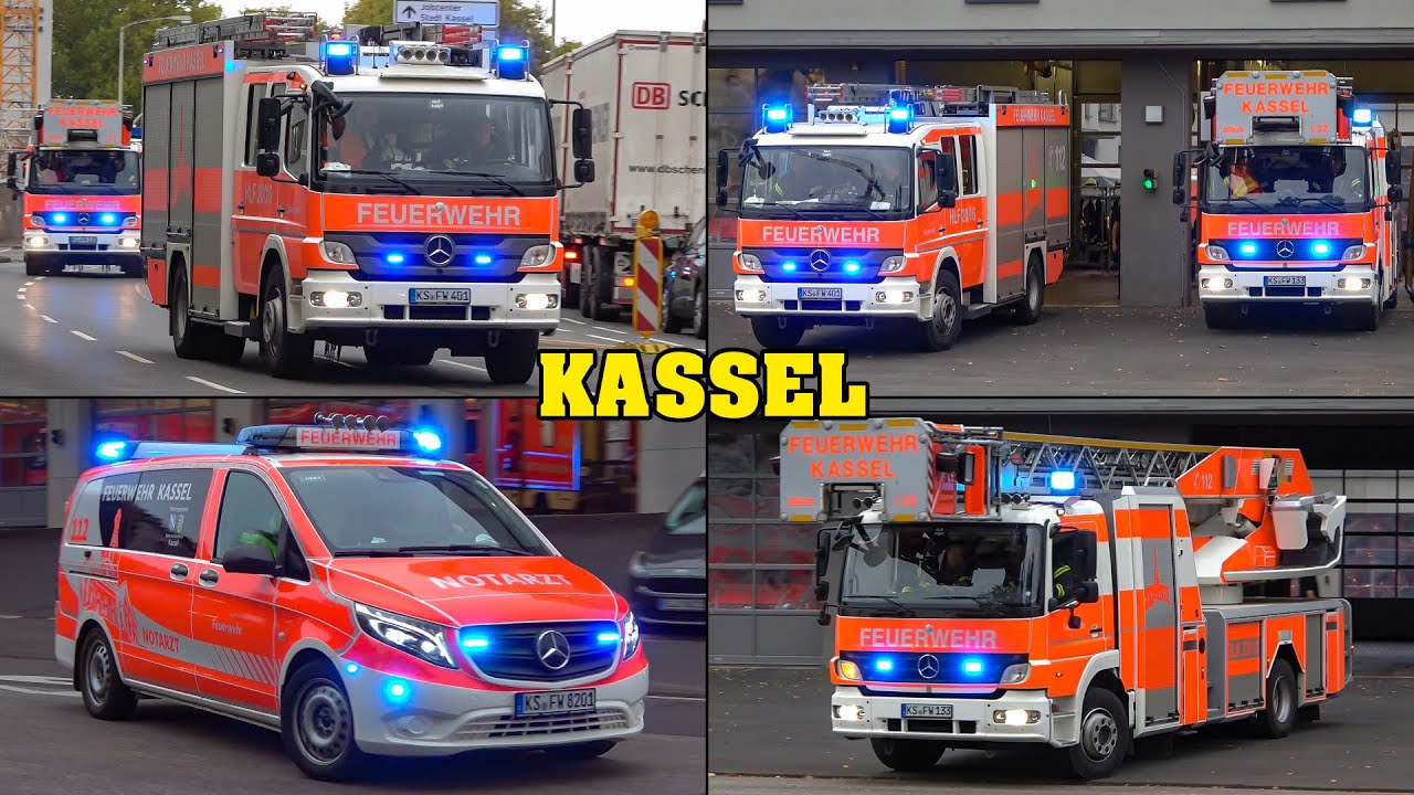 [ALARM LÖSCHZUG | WENDEMANÖVER] - Feuerwehr KASSEL | Einsatzfahrten Feuerwache 1 & Rettungsdienst