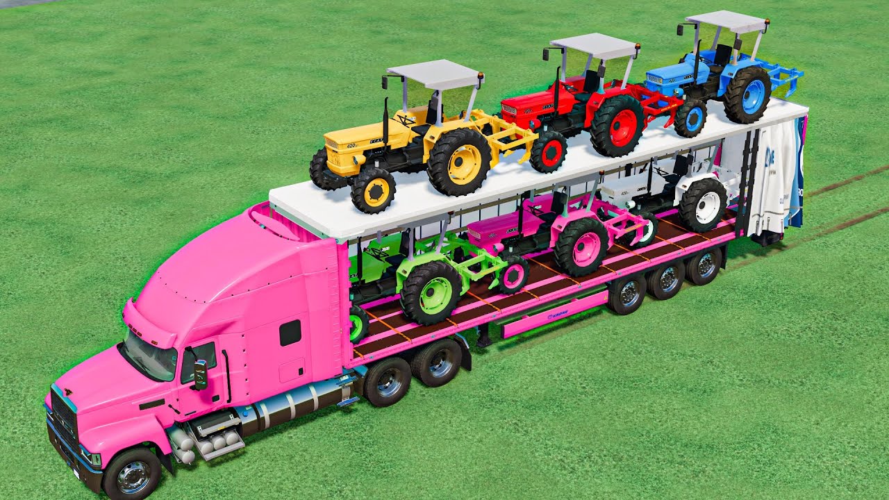 Mini Tractors with Colors - CULTIVATING with Transporting ! FS22
