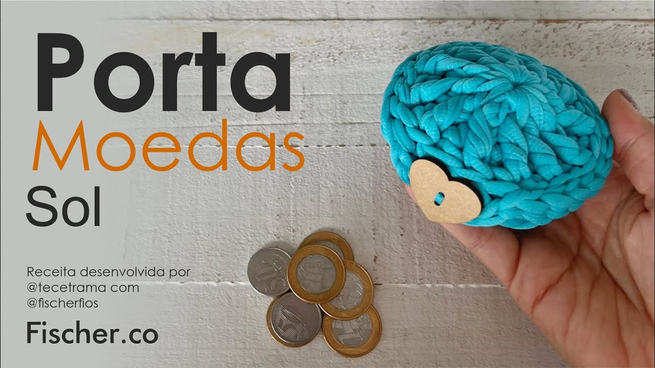 Porta Moedas Sol em crochê com Fio de Malha Extra premium 25mm da Fischer  ( Por Bruna @tecetrama)