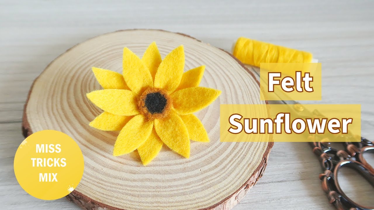 DIY: Easy Felt Sunflower - No pattern | Felt Crafts | Felt Flowers.