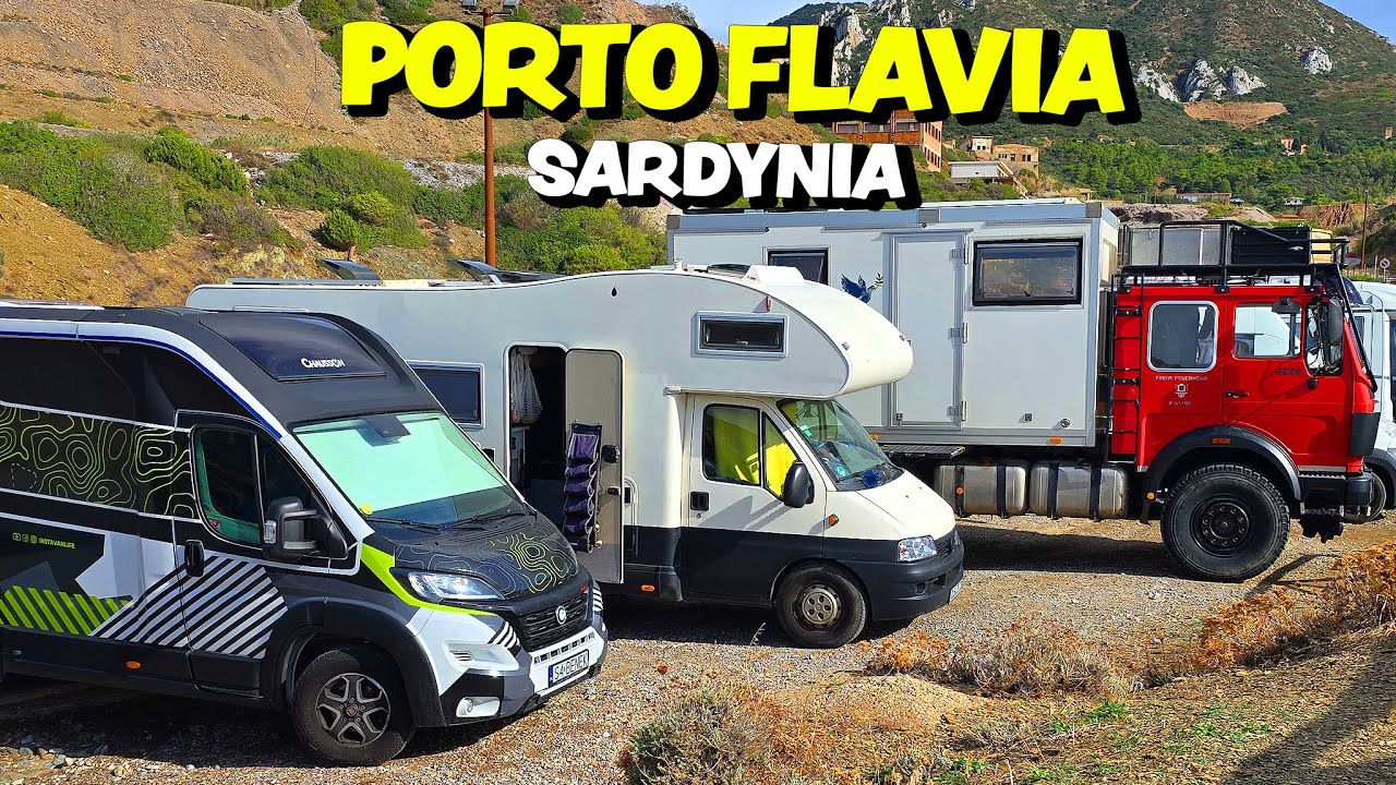 Porto Flavia an extraordinary place in the heart of the rock. Camper in Sardinia