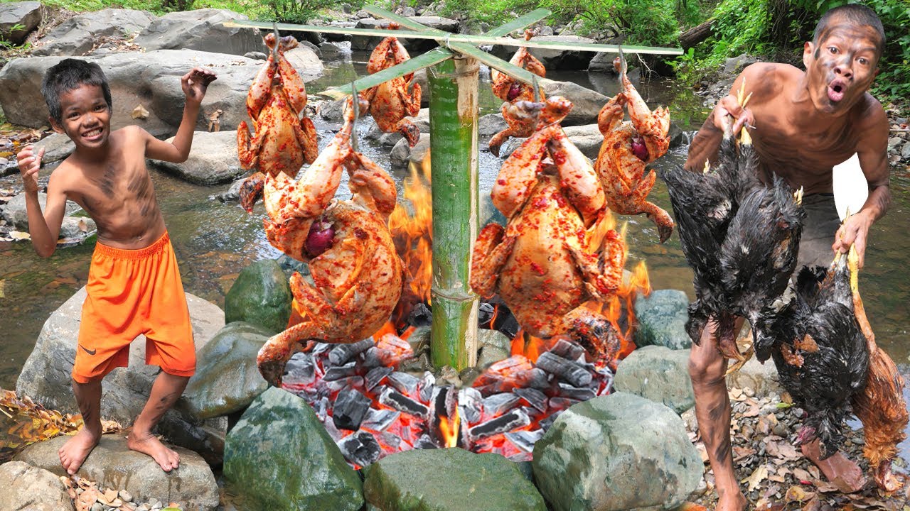 survival in the rainforest - Grilled chicken In jungle
