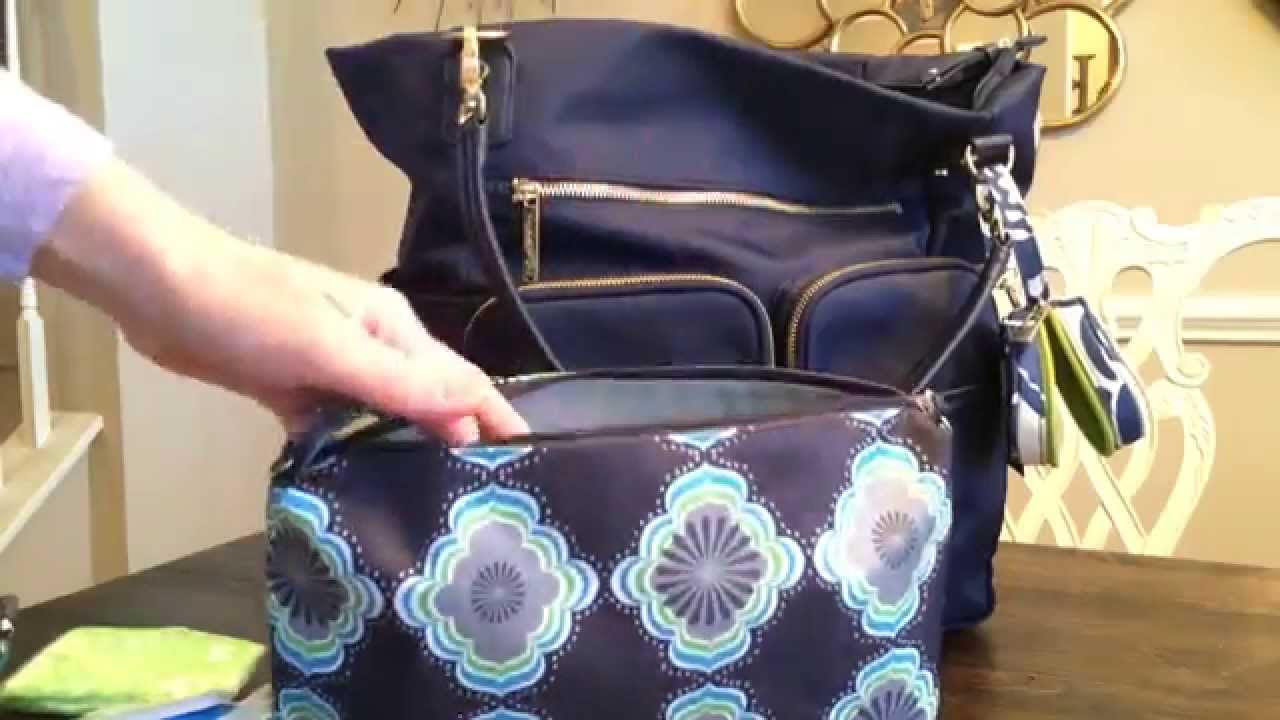Olivia & Joy Zip Zoom Tote packed as diaper bag using cloth diapers