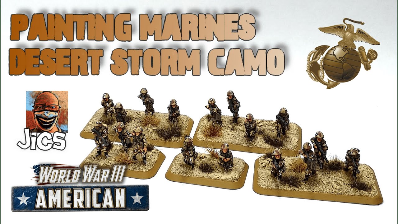 Painting Marines Desert Storm camo WWIII Team Yankee