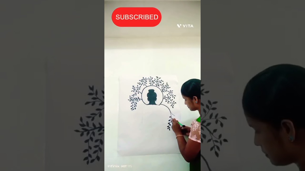 Wall painting 🎨/Buddha painting At Home /Buddha Wall Drawing Ides # youtube short