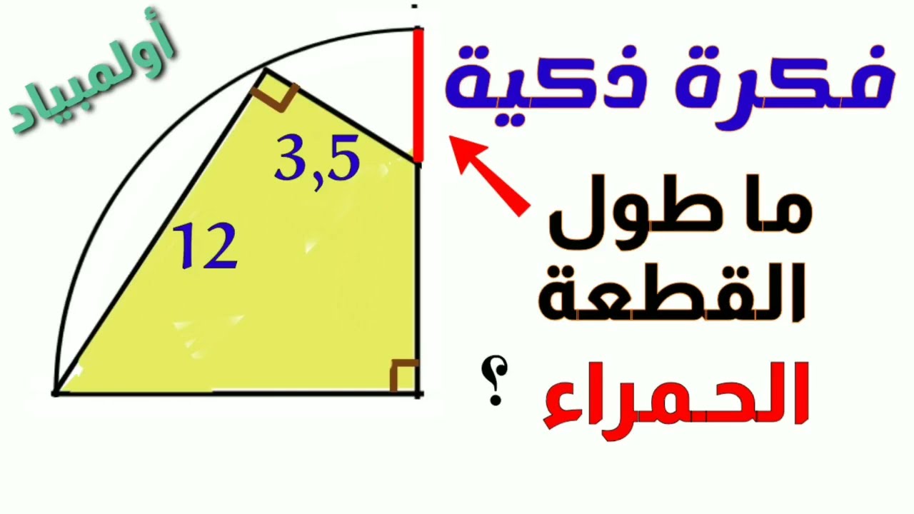 لغز ربع الدائرة| اختبار حقيقي للفهم الهندسي.أولمبياد الرياضيات